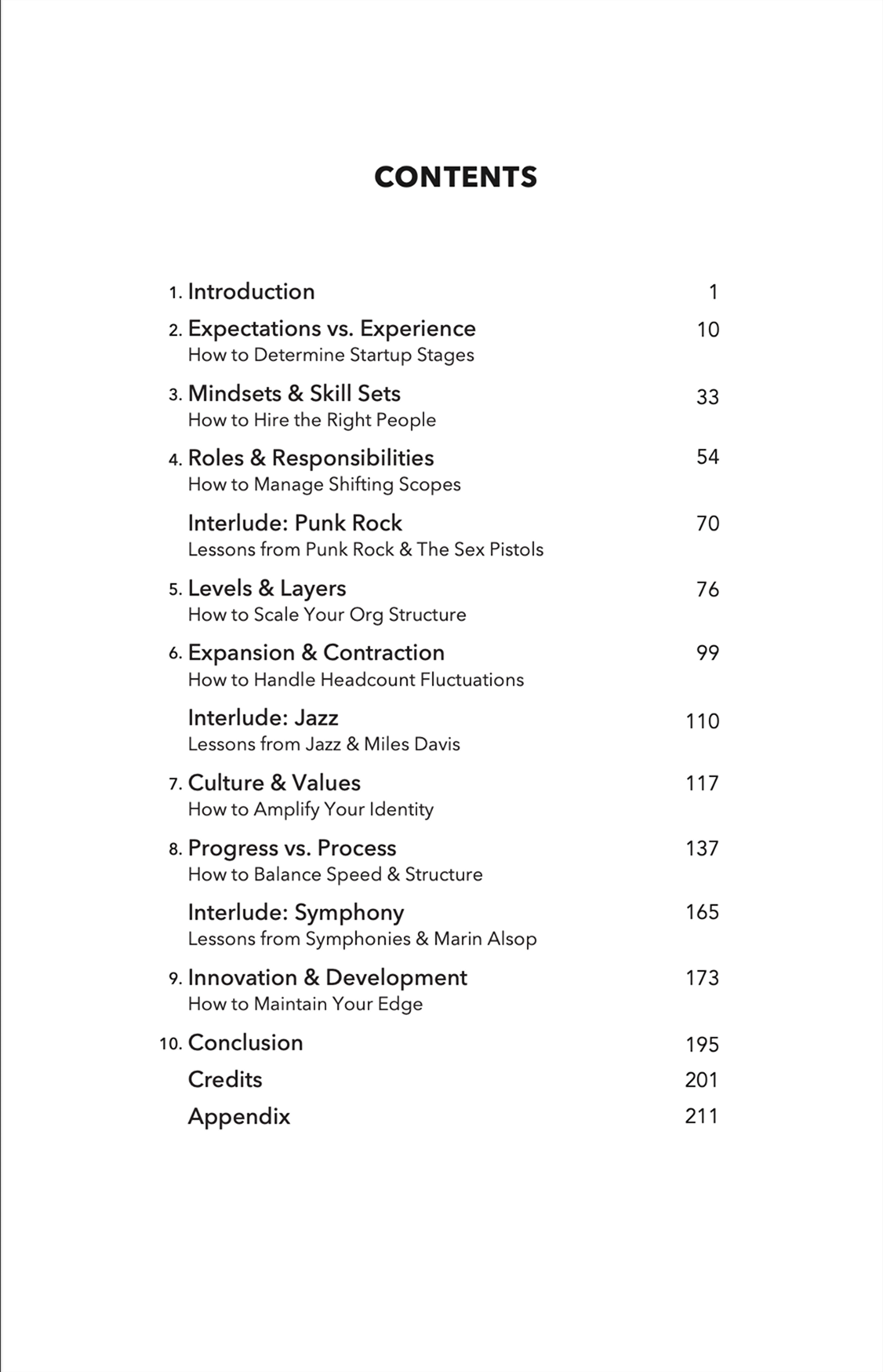 Table of contents